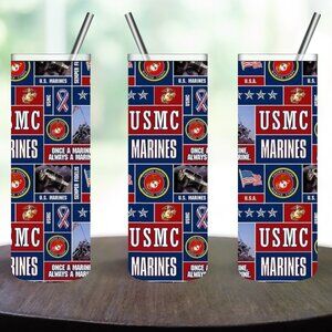 Stainless Steel USMC 20oz Skinny Tumbler